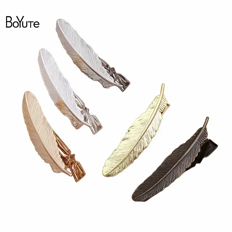 

BoYuTe (10 шт./лот) 12*53 мм Металлические латунные Зажимы для галстука с перьями модные мужские аксессуары для одежды оптовая продажа