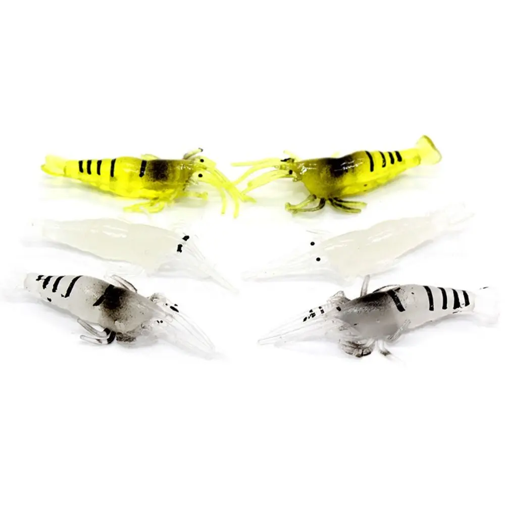 

10PCS Portable Soft Sea Fishing Biomimetic Prawn Lure Hook Worm Silicone Fishing Lures Shrimp Fake Bait