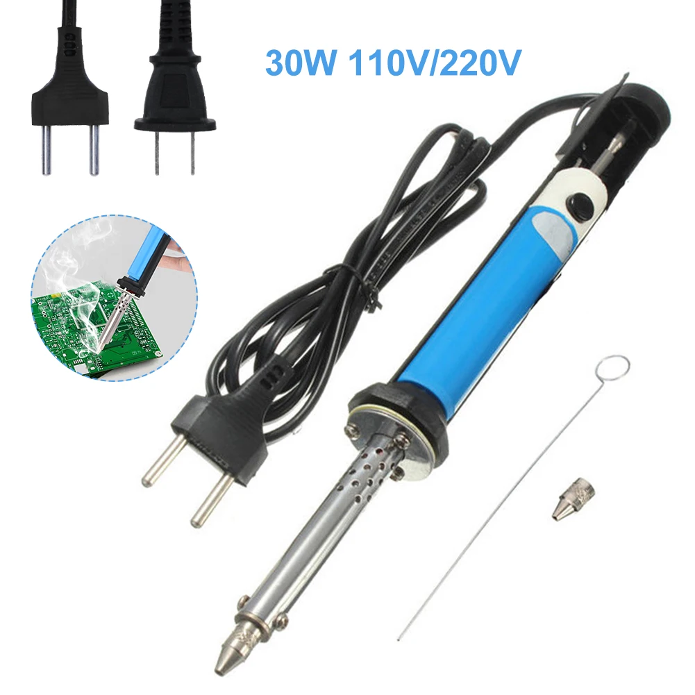 

AC 110V/220V Electric Tin Suction Sucker Pen Soldering Iron 30W PCB Solder Suction Desoldering Machine Vacuum Pump Welding Tools