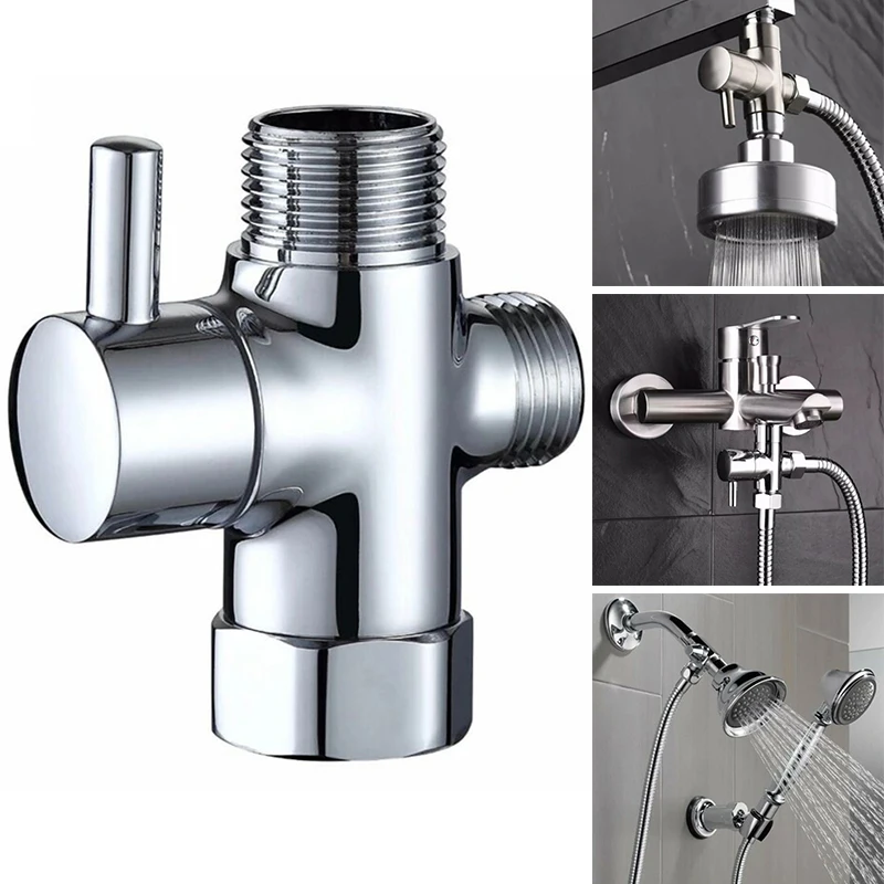 

G1/2in 3Way Diverter Valve T-Adapter Converter Brass Valve Bathroom Shower Faucet Water Splitter For Shower Faucet Head