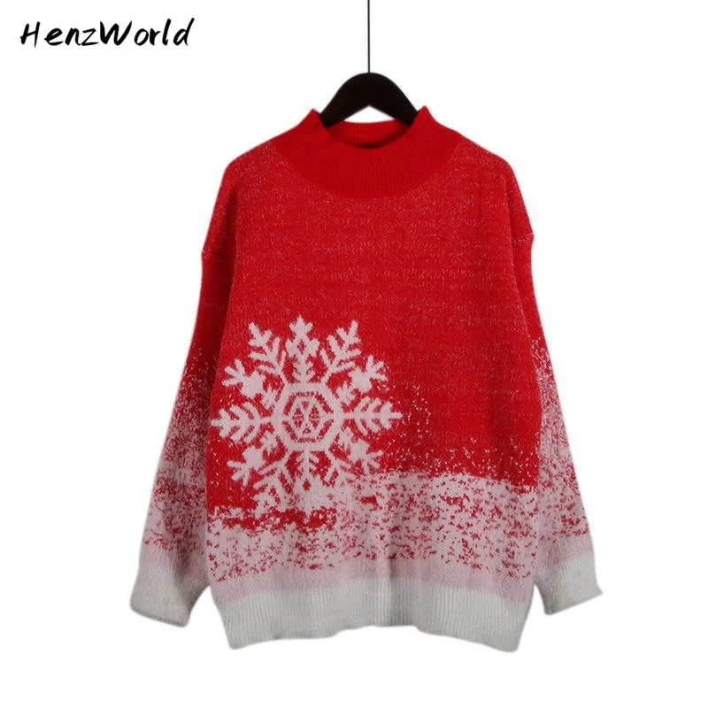 HenzWorld 2023 Christmas Sweatershirt Women's Sweater Winter Dress Half High Collar Korean Clothes Snowflake Print Knit Pullover
HenzWorld 2023 Christmas Sweatershirt Women's Sweater Winter Dress Half High Collar Korean Clothes Snowflake Print Knit Pullover