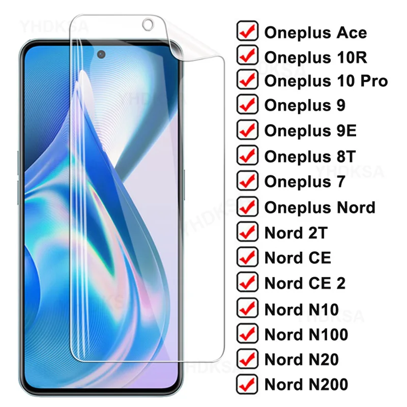 

999D Full Cover Hydrogel Film For Oneplus Ace 8 Lite 9 10 Pro 8T 9R 9E Screen Protector Nord CE 2 2T N10 N20 N100 N200 Not Glass