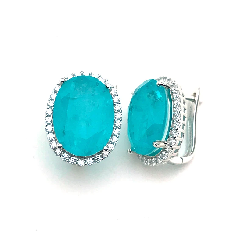 Created Paraiba Earrings Sterling 925 Silver Aquamarine Gemstone 12*16mm for Woman Wedding Party Birthday Jewelry Gift
Created Paraiba Earrings Sterling 925 Silver Aquamarine Gemstone 12*16mm for Woman Wedding Party Birthday Jewelry Gift