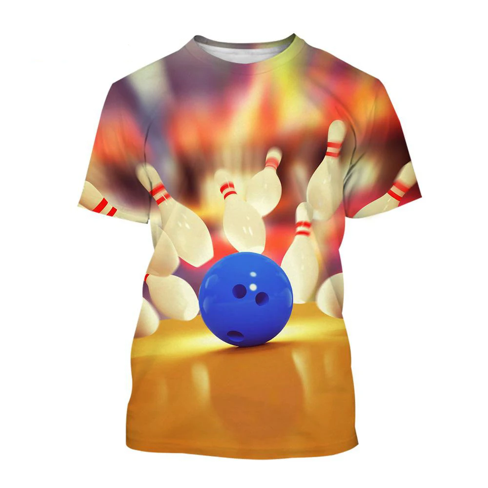 

New Bowling T-Shirts 3D Print Streetwear Men Women Sports Casual Fashion Oversized Short Sleeve T Shirt Kids Tees Tops Clothing