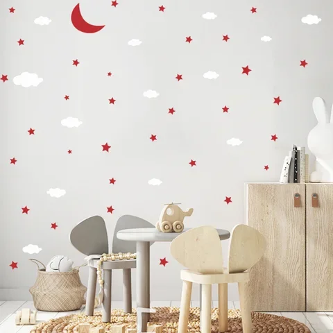 

Sticker Moon Clouds Stars Cartoon Wall Kid Baby Room Bedroom Living Room Home Decoration Wallpaper Beautify Combination Stickers