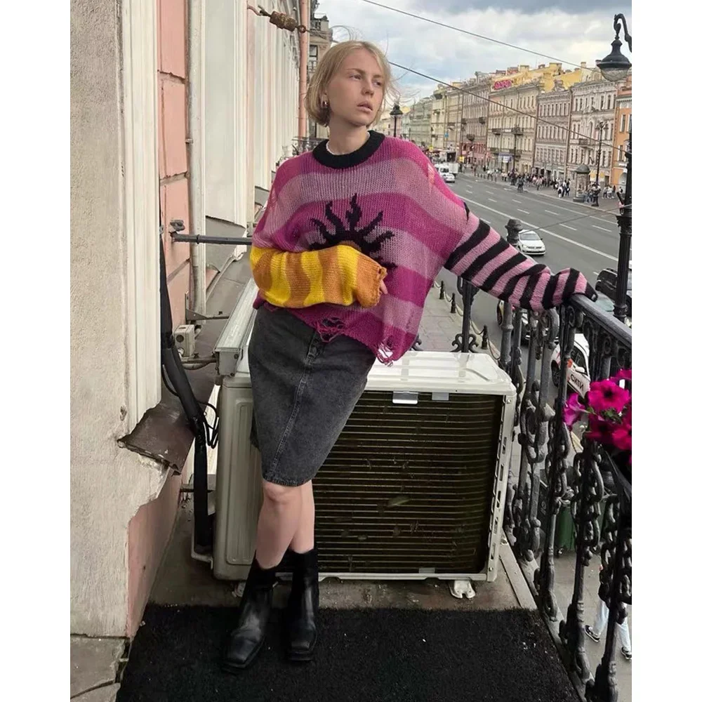 Women's 23 Autumn Winter Floral Stripe Hole Round Neck Pullover Sweater Stylish Cozy Comfort Trend Office Chic Designer Brand
Women's 23 Autumn Winter Floral Stripe Hole Round Neck Pullover Sweater Stylish Cozy Comfort Trend Office Chic Designer Brand