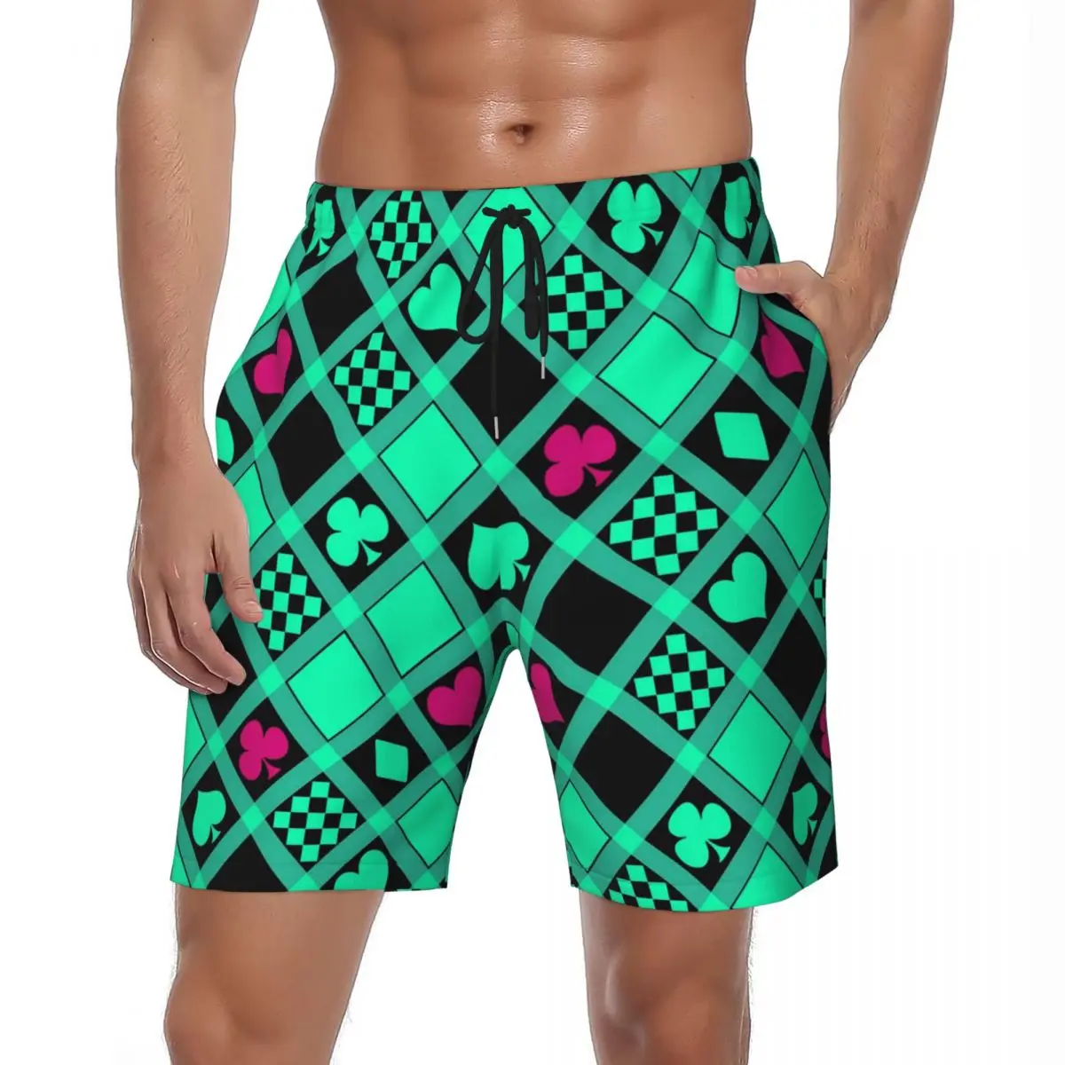 

Summer Board Shorts Males Casino Poker Cards Surfing Playing Card Design Beach Short Pants Casual Fast Dry Swim Trunks Plus Size