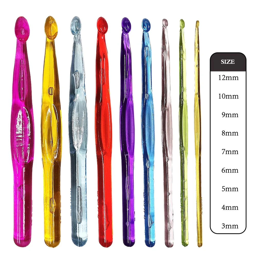 9Pcs Crochet Hook Set Colourful Crochet Hooks 3-12 mm Hook Head for Beginners Ergonomic Plastic Knitting Needles Set 9Pcs Crochet Hook Set Colourful Crochet Hooks 3-12 mm Hook Head for Beginners Ergonomic Plastic Knitting Needles Set