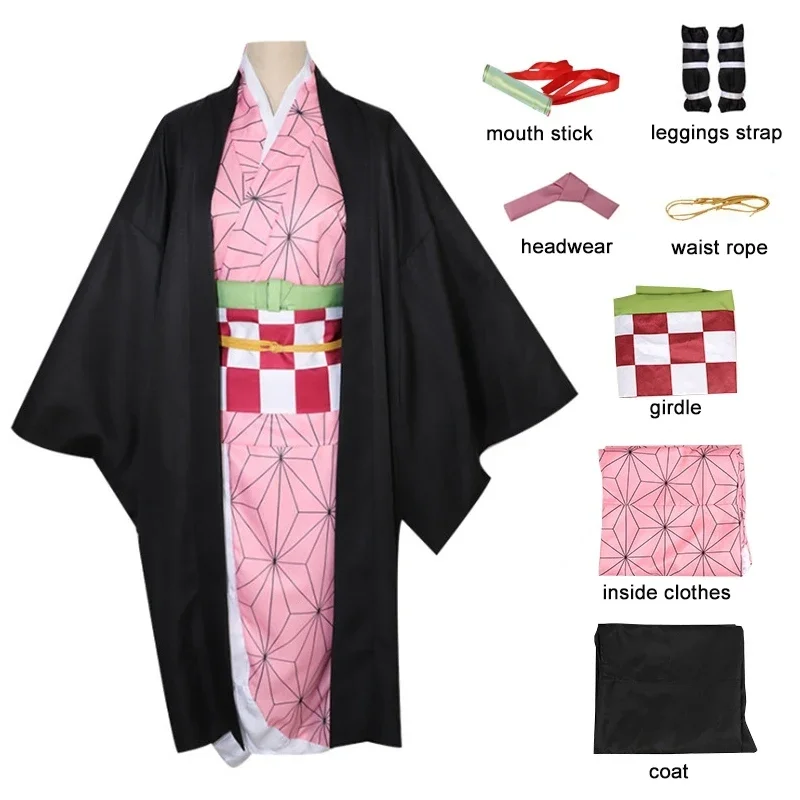 

Взрослые дети камадо незуко полный косплей костюм женщины японское кимоно Хэллоуин Рождество одежда