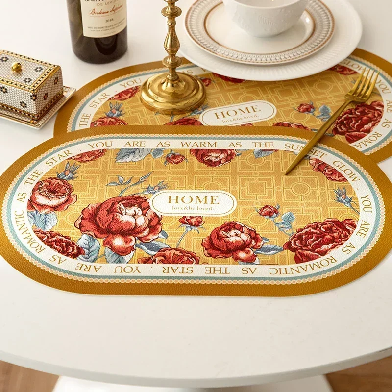 Heat Resistant Dining Table Placemats Oval Placemat Set of 2 Non-Slip Leather Tabletop for Kitchen Holiday Party Gold Rose
Heat Resistant Dining Table Placemats Oval Placemat Set of 2 Non-Slip Leather Tabletop for Kitchen Holiday Party Gold Rose