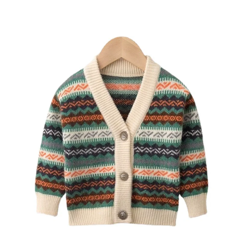 Boy's Cardigan Sweater 2023 Spring and Autumn Sweater Coat Bohemian Strip Open Front Button Down Tight Cuff Cardigan
Boy's Cardigan Sweater 2023 Spring and Autumn Sweater Coat Bohemian Strip Open Front Button Down Tight Cuff Cardigan