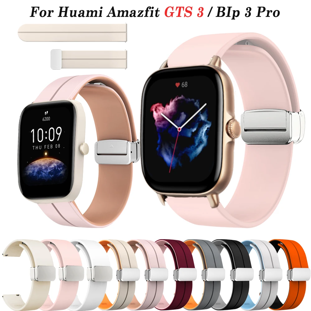 

Magnetic Buckle 20mm Silicone Watch Strap For Huami Amazfit GTS 3 2 4 Mini 2e Watchbands Amazfit Bip U 3 Pro Bracelet Smartwatch