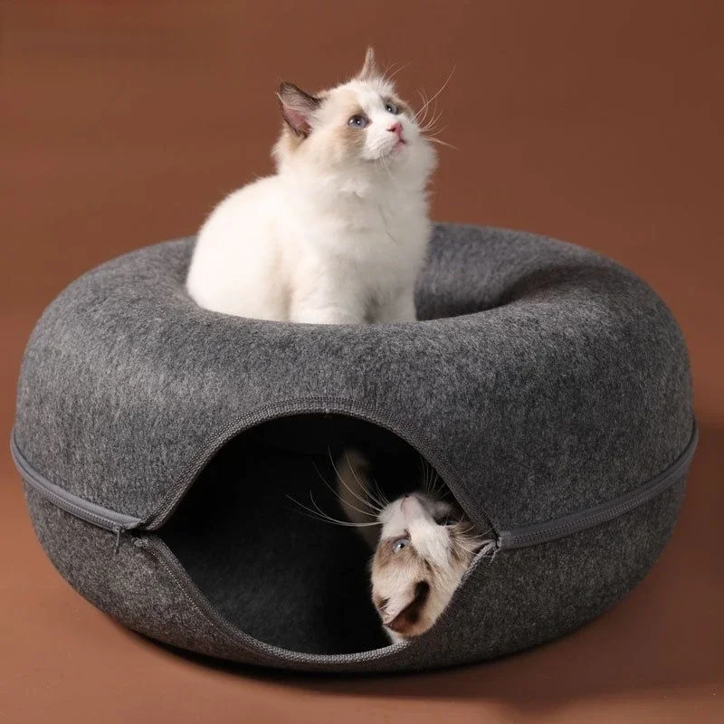 

Felt Pet Cat House Cat Tunnel Bed Cats Interactive Toys Funny Kitten Large Cat Exercising Toy Removable Pet Products Cat Villa