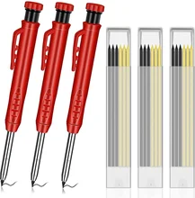 Solid Carpenter Pencil Set with 6 Refill Built-in Sharpener Deep Hole Mechanical Pencil Woodworking Tools Carpentry Scriber
Solid Carpenter Pencil Set with 6 Refill Built-in Sharpener Deep Hole Mechanical Pencil Woodworking Tools Carpentry Scriber