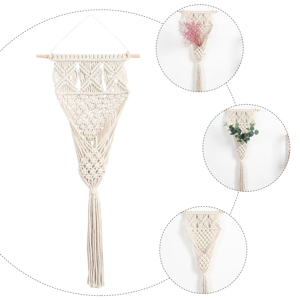 Cotton Rope Plant Basket Holder - Woven Wood Hanging Decor 6 Sfd3b93fcb4524539a49ce3e8d367f35b8
