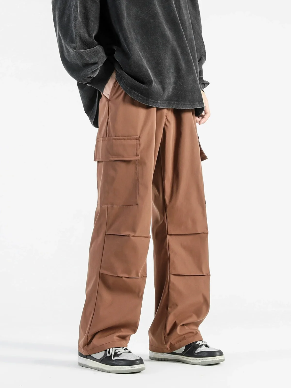 

Seasonal workwear with multiple pockets, casual pants, loose and versatile wide leg pants