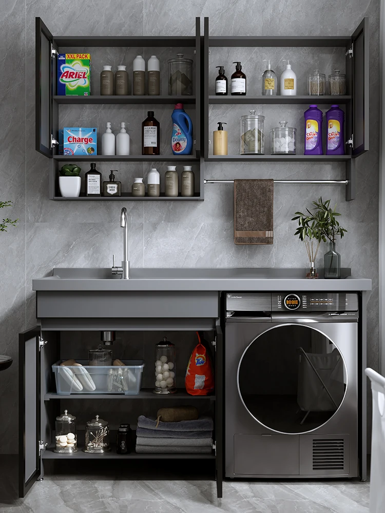 

Accessory Cabinet Combination Inter-Platform Basin Balcony Laundry Tub Slot with Washboard Wash Wardrobe Bathroom Cabinet