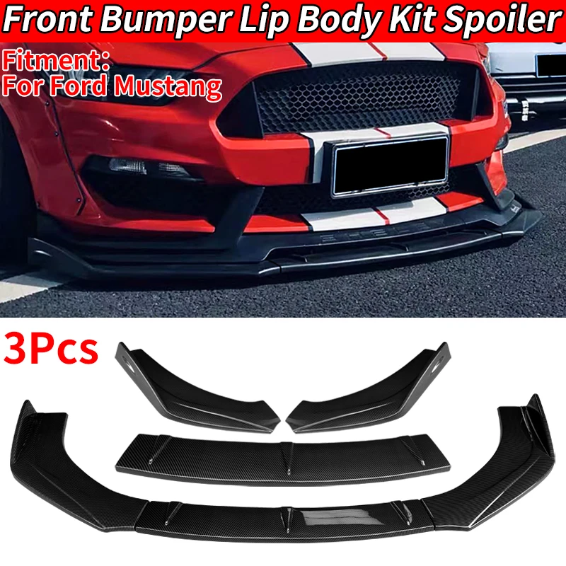 

For Mustang Car Front Bumper Splitter Lip Diffuser Body Kit Spoiler Guard Spoiler Chin Plate Auto Accessories Carbon Fiber