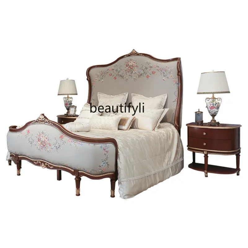 yj French Furniture Villa Bedroom Embroidery Carved Jacquard Fabric Solid Wood 1.8M High Back Bed
yj French Furniture Villa Bedroom Embroidery Carved Jacquard Fabric Solid Wood 1.8M High Back Bed