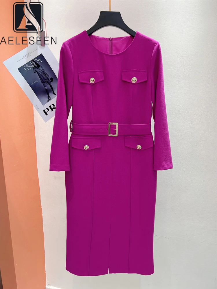 AELESEEN 2023 Women Rose Red Dress Runway Fashion Long Sleeve Autumn Winter Belt Split Knee-length Office Ladies Black Party
AELESEEN 2023 Women Rose Red Dress Runway Fashion Long Sleeve Autumn Winter Belt Split Knee-length Office Ladies Black Party