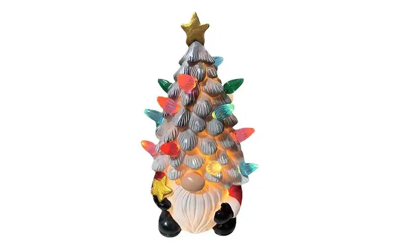 

Керамическая Рождественская елка, украшение для дома, огни в форме гнома без лица, кукла Рудольф, огни для рождественской елки, товары