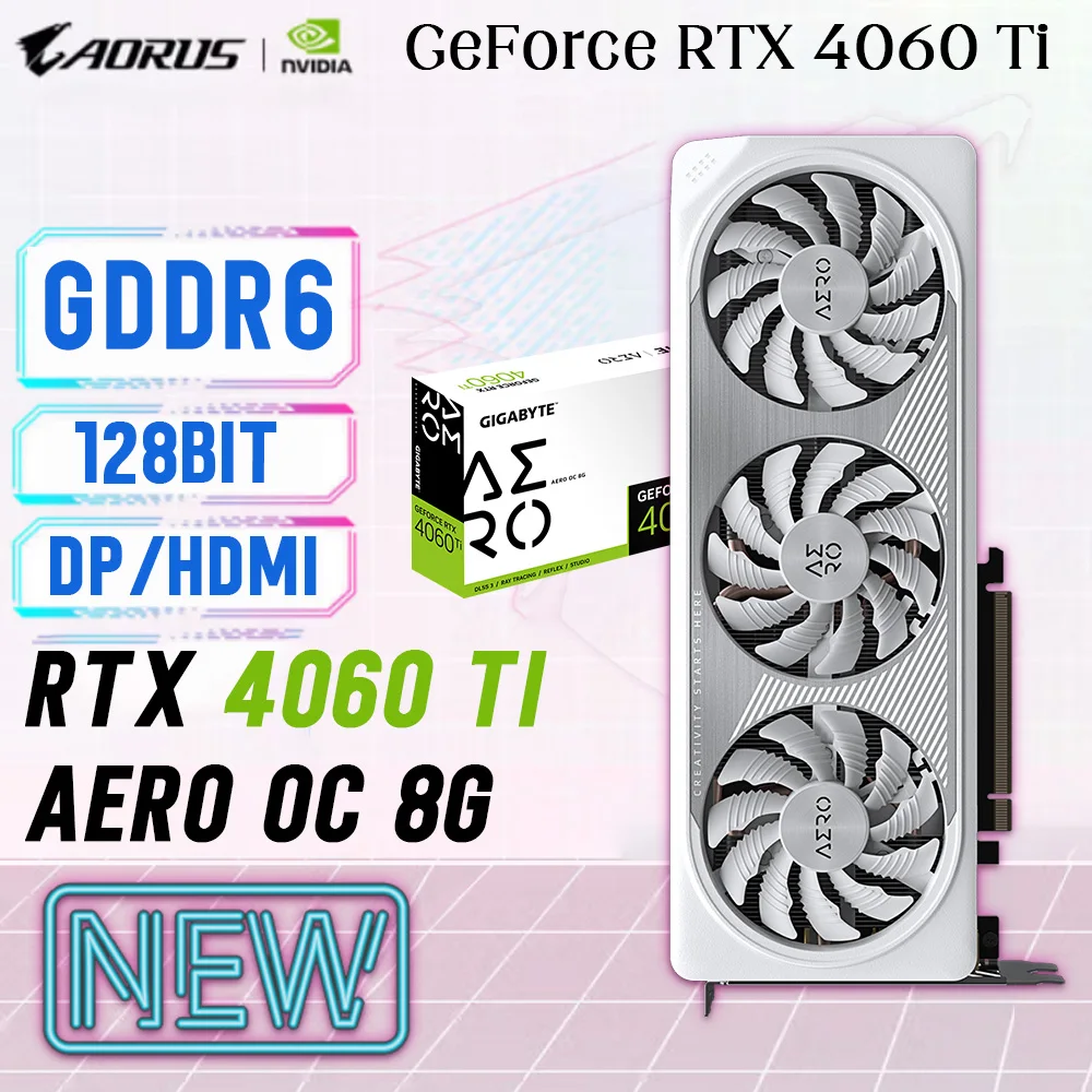 

GIGABYTE GeForce RTX 4060 Ti AERO OC 8G Graphics Card 8GB 128Bit GDDR6 Desktop Nvidia 40 Series GPU 4060Ti Video Card AMD INTEL