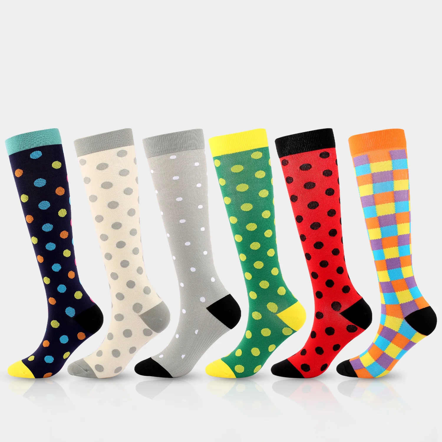 New Outdoor Sports Pressure Men and Women Calf High Socks Running Stretch Long Tube Personality Dot Color Block Compression Sock
New Outdoor Sports Pressure Men and Women Calf High Socks Running Stretch Long Tube Personality Dot Color Block Compression Sock
