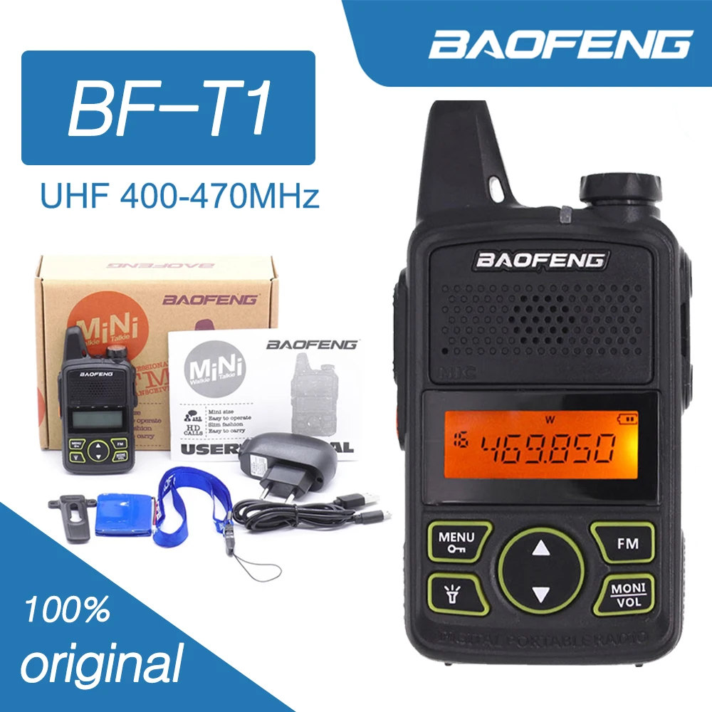 

Baofeng BF-T1 Mini Child Walkie-talkies Transceiver Amateur Two-way Radio 5W Portable FM UHF 400-470MHz For Kids Toy CB Radio