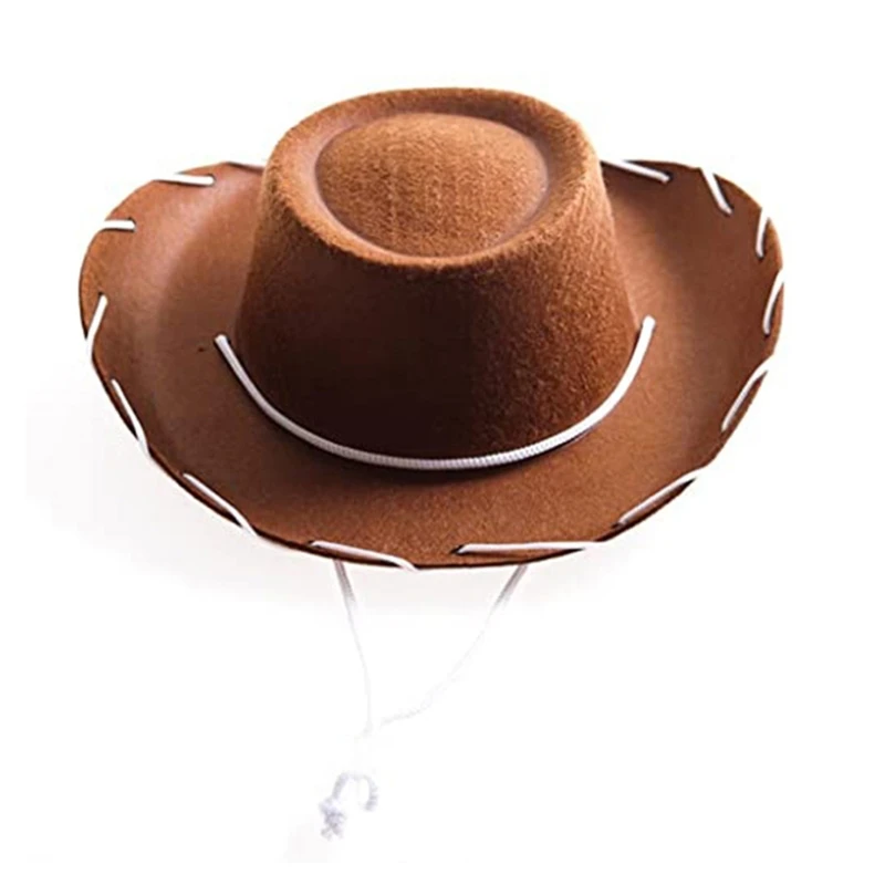 

Brown Red Felt Cowboy Hat Western Cowgirl Cap Fancy Dress Costume Child Outfit for Party Role for Play Cosplay Holiday D