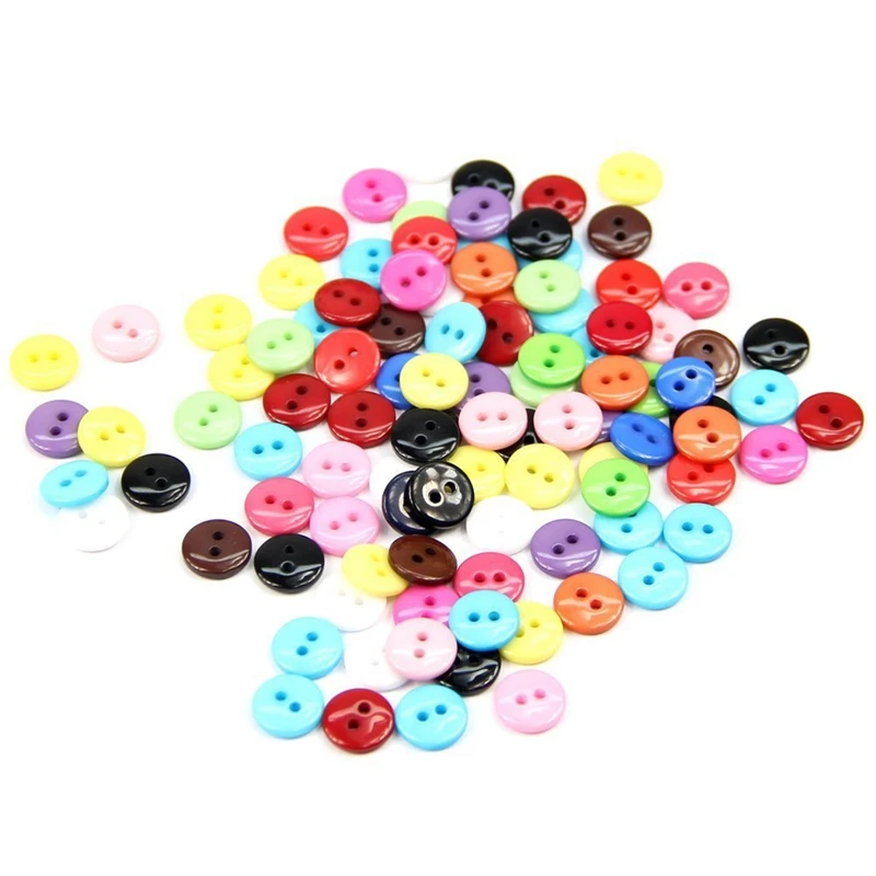 100Pcs 8Mm Mixed Color Round Shape Resin Buttons Sewing Accessories |