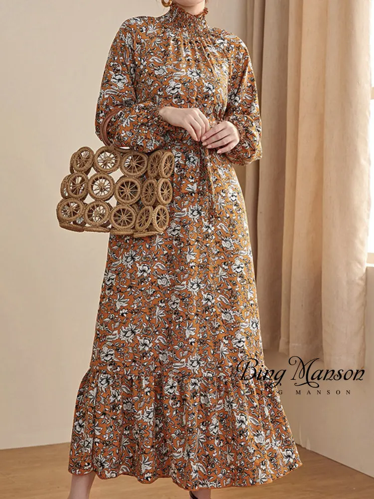2022 Spring and Autumn New Casual Fashion Stand Collar Long Sleeve Fashion Floral Print Waist Srteet Style Ladies Dress
2022 Spring and Autumn New Casual Fashion Stand Collar Long Sleeve Fashion Floral Print Waist Srteet Style Ladies Dress