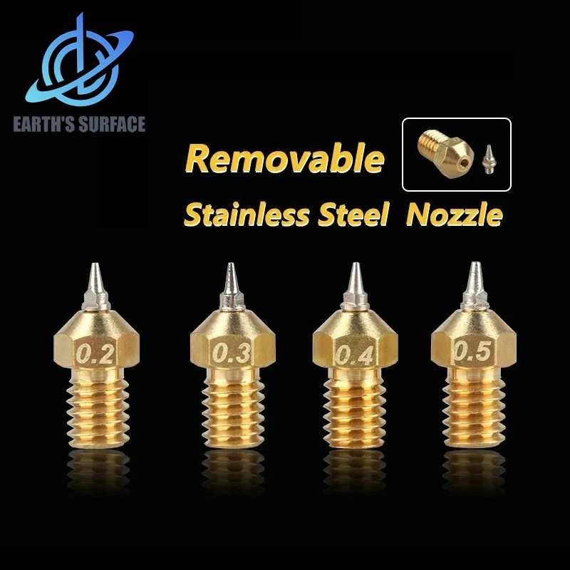 

ES-3D Printer Parts E3D Removable Stainless Steel Nozzle for e3d V5 V6 Hotend Brass M6 Threaded 0.2/0.3/0.4/0.5 1.75mm filament