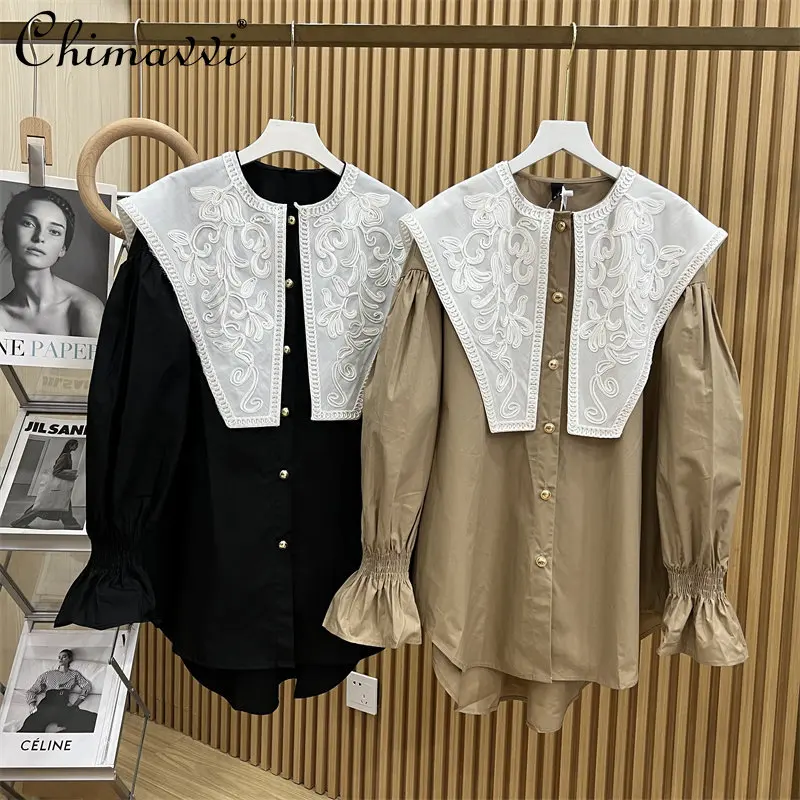 Oversized Retro Plate Flower Round Neck Stitching Loose Shirt Women Autumn Winter New Fashion Long Sleeve Blouse Mid-Length Top
Oversized Retro Plate Flower Round Neck Stitching Loose Shirt Women Autumn Winter New Fashion Long Sleeve Blouse Mid-Length Top