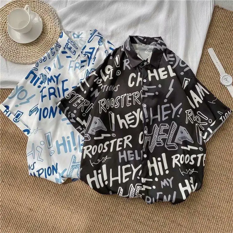 

EBAIHUI Causal Summer Short Sleeved Beach Men Shirt 2024 New Male Flower Blouse Vintage Full Print Loose Blusas Tops