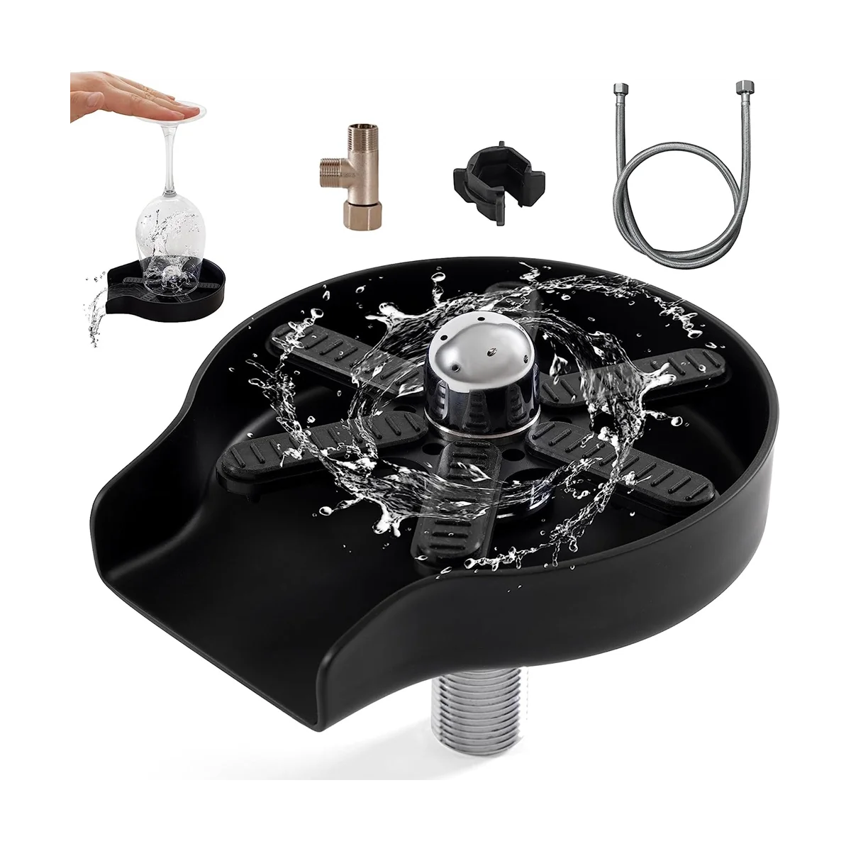 Glass Rinser for Sink, Cup Rinser for Sink,Rinser for Kitchen Sinks with 360°Rotating Jet,Kitche Sink Accessories,Black
Glass Rinser for Sink, Cup Rinser for Sink,Rinser for Kitchen Sinks with 360°Rotating Jet,Kitche Sink Accessories,Black
