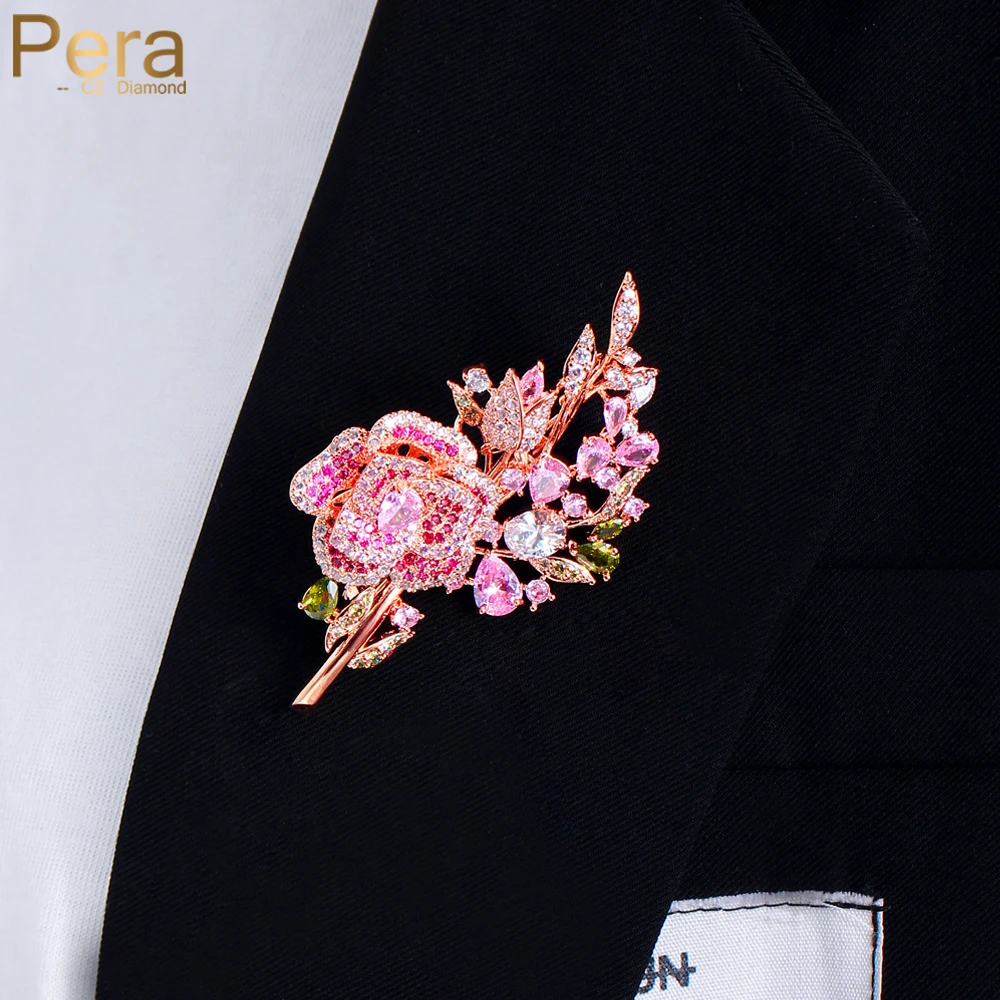 Pera Delicate Rose Gold Color Flower Design CZ Crystal Brooch Pins Banquet Corsage Wedding Accessories Party Gift for Women C018
Pera Delicate Rose Gold Color Flower Design CZ Crystal Brooch Pins Banquet Corsage Wedding Accessories Party Gift for Women C018