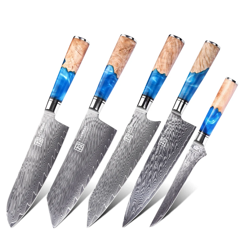 

KEEMAKE Sky 1-5PCS/Set Chef's Knives Ultra Sharp AUS-10 Damascus Steel Slicing Cooking Tools Japanese Style Kitchen Knife Cut