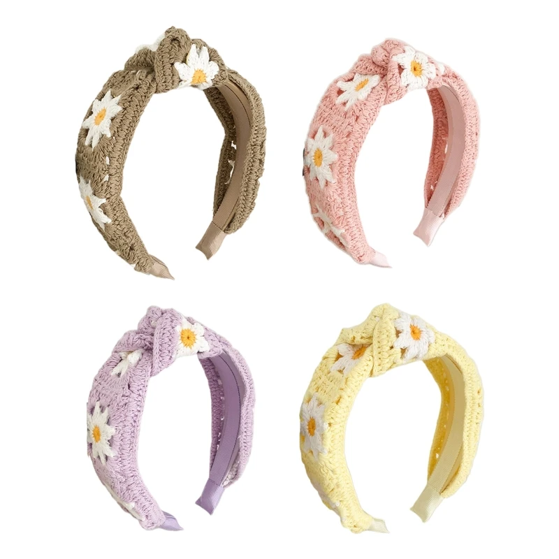 

Sweet Crochet Hook Women Washing Face Hairband Elegant Headbands with Crochet Style Decor Gentle Style Hair Hoop M6CD