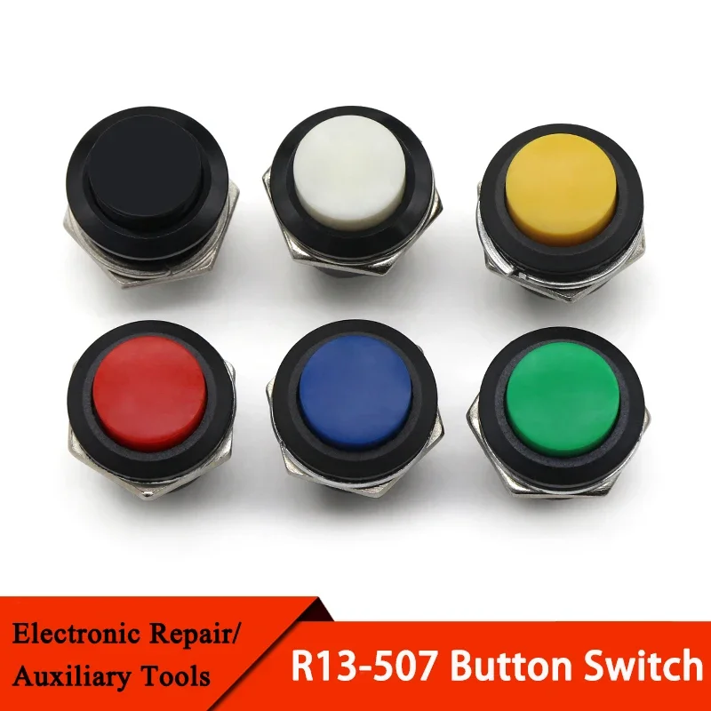 

2/10/50pcs Momentary Push Button Switch 16mm Momentary 6A/125VAC 3A/250VAC Round Switches R13-507