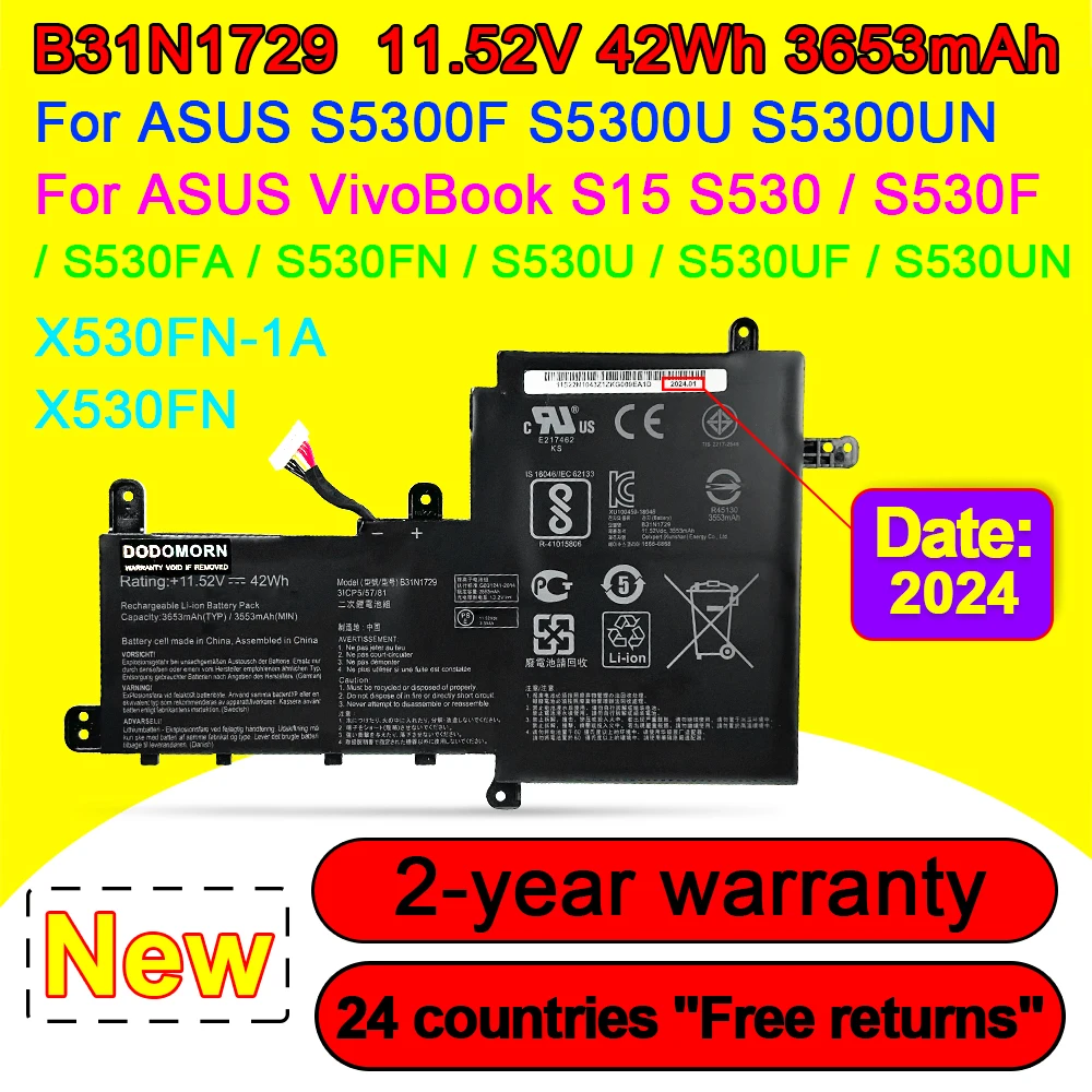 Новинка B31N1729 Аккумулятор для ноутбука ASUS VivoBook S15 S530 S530F S530FA S530FN S530UA S530UF S530UN X530FN X530FN-1A Series 42Wh
Новинка B31N1729 Аккумулятор для ноутбука ASUS VivoBook S15 S530 S530F S530FA S530FN S530UA S530UF S530UN X530FN X530FN-1A Series 42Wh
