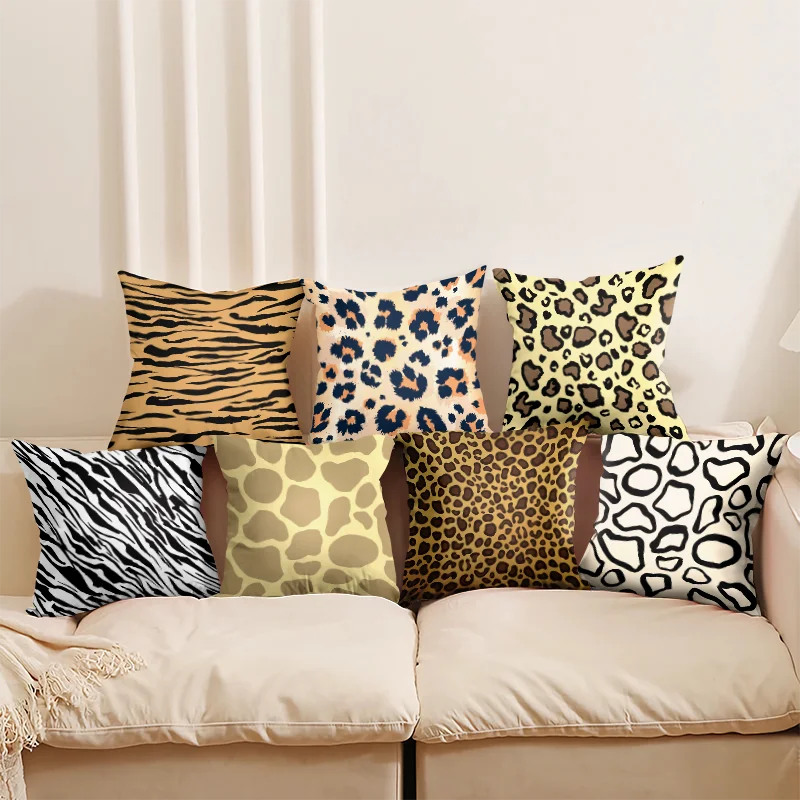 

Leopard Skin Throw Pillow Case Tiger Stripes Pillowcases for Pillows Bed Sofa Bedroom Garden Chair Pillow Cover 45x45 Home Decor