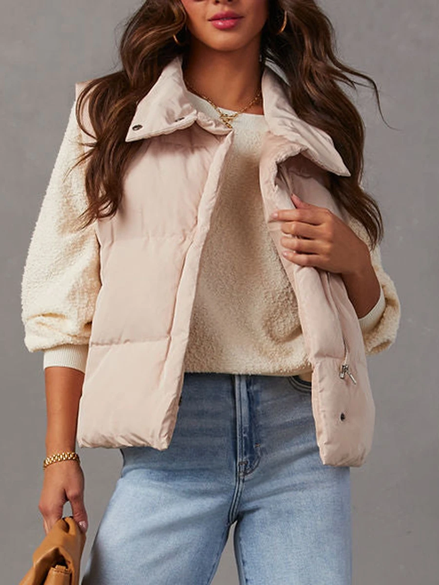 Women Winter Quilted Vest Casual Sleeveless Zipper Stand Collar Solid Color Crop Waistcoat with Pockets Warm Outwear
Women Winter Quilted Vest Casual Sleeveless Zipper Stand Collar Solid Color Crop Waistcoat with Pockets Warm Outwear