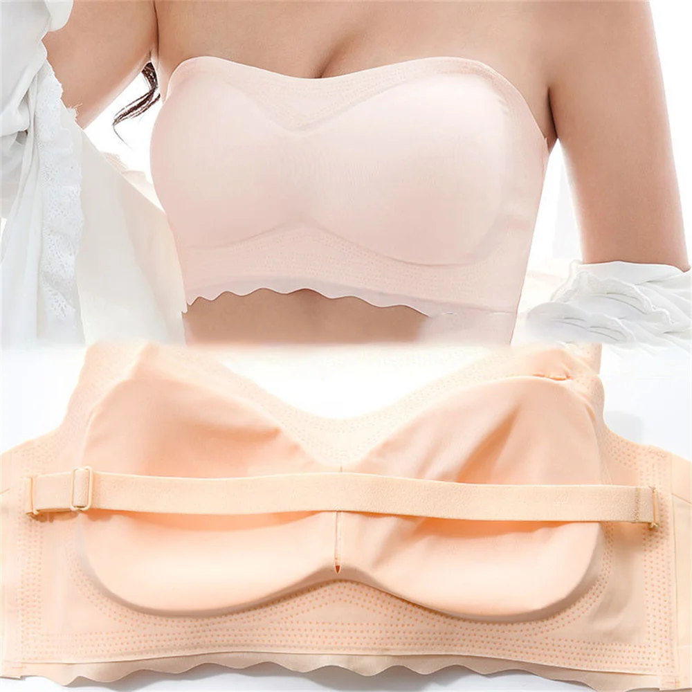 

Plus size Seamless Tube Tops Women Invisible Bra Intimates Strapless Bustier Bandeau Breathable Wrapped Chest Underwear