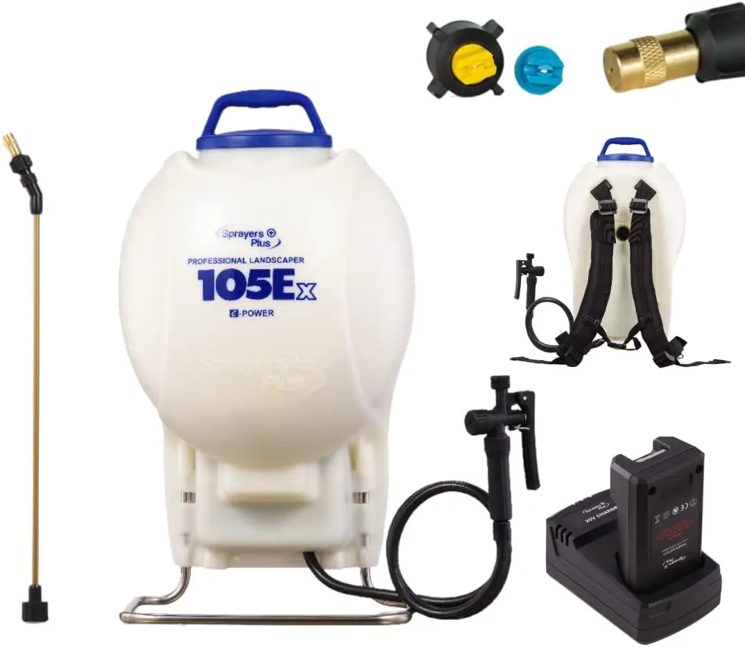 Sprayers Plus 105Ex Effortless Backpack Sprayer - 20V Lithium Long Battery Life with High Grade Seals & O-Ring, Brass Wand
Sprayers Plus 105Ex Effortless Backpack Sprayer - 20V Lithium Long Battery Life with High Grade Seals & O-Ring, Brass Wand