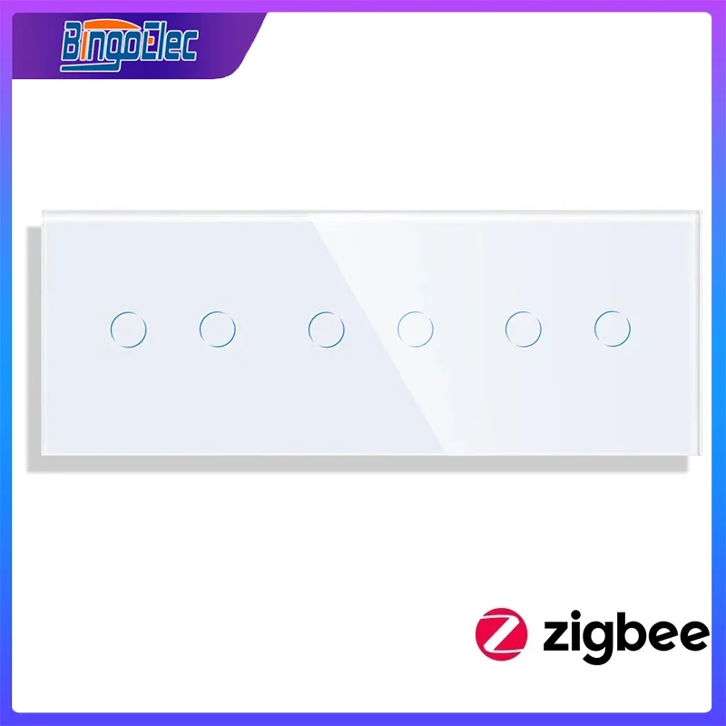 

Bingoelec EU Standrad Zigbee Switch Touch Switch tuya control Tempered Glass Panel Light Switch 86*157mm zigbee2mqtt