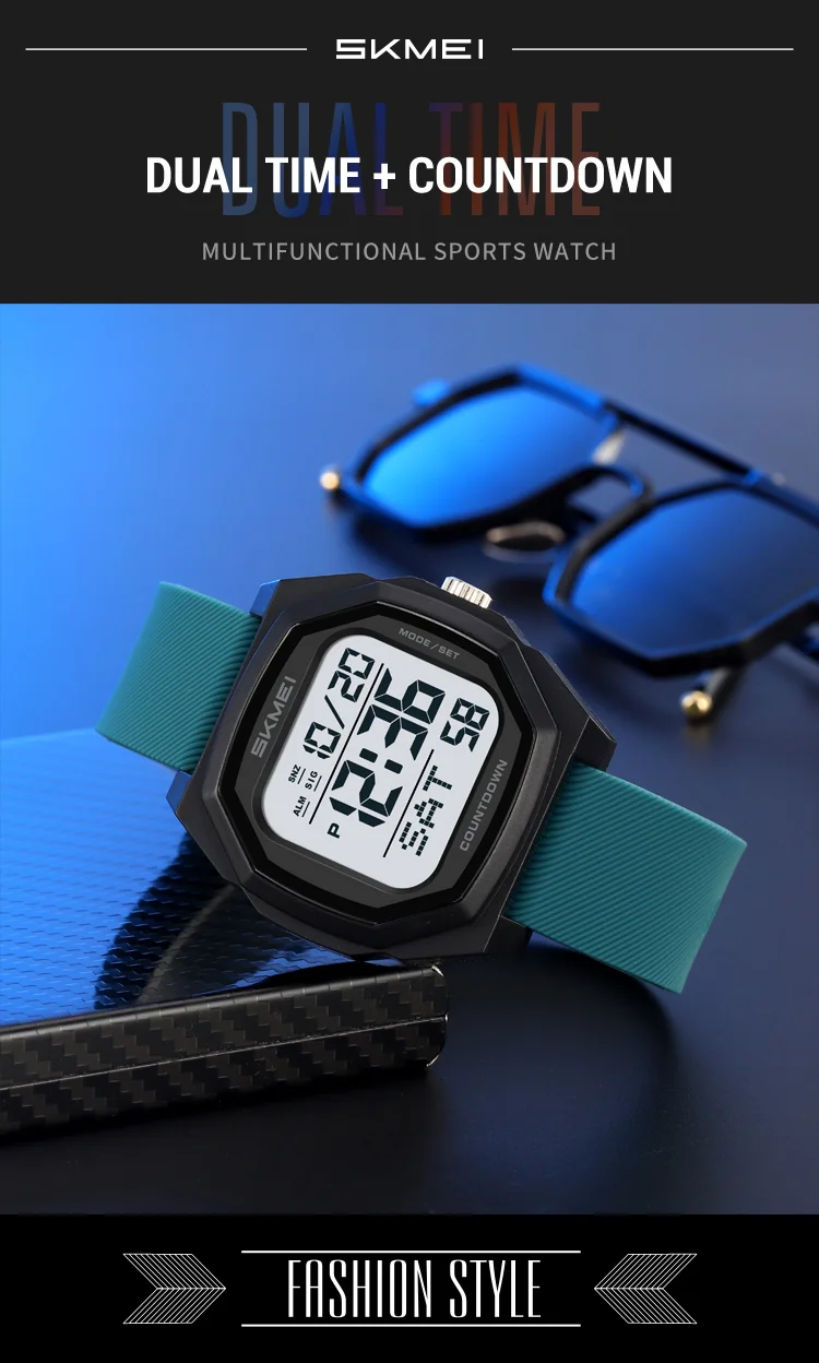 SKMEI Men Sport Casual Watch Matte Black Octagon Case Silicone Nylon Band Digital Display 50M Waterproof Countdown Watches 2495 SKMEI Men Sport Casual Watch Matte Black Octagon Case Silicone Nylon Band Digital Display 50M Waterproof Countdown Watches 2495