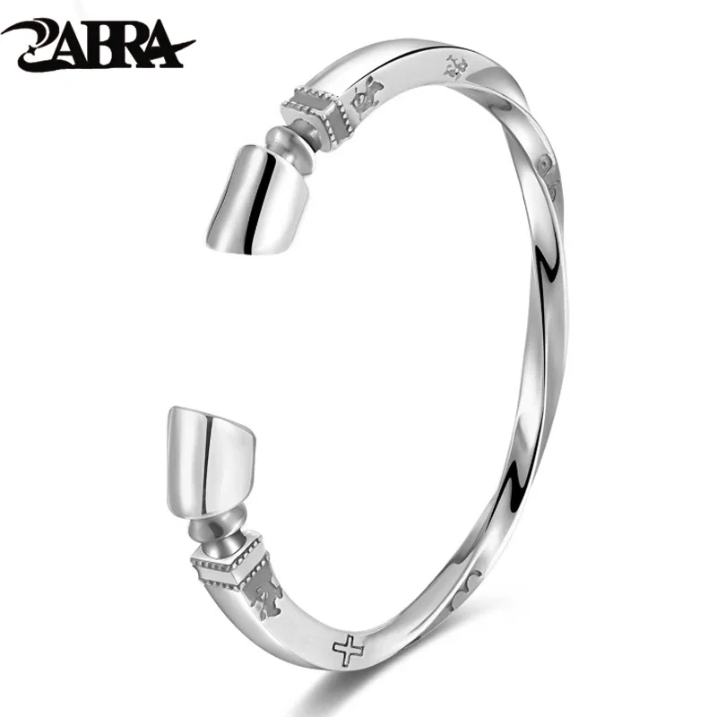 

ZABRA Solid 925 Sterling Silver Viking Bracelet Men Vintage Punk Rock Silver Cuff Bangle Open Bracelets Biker Man Jewelry