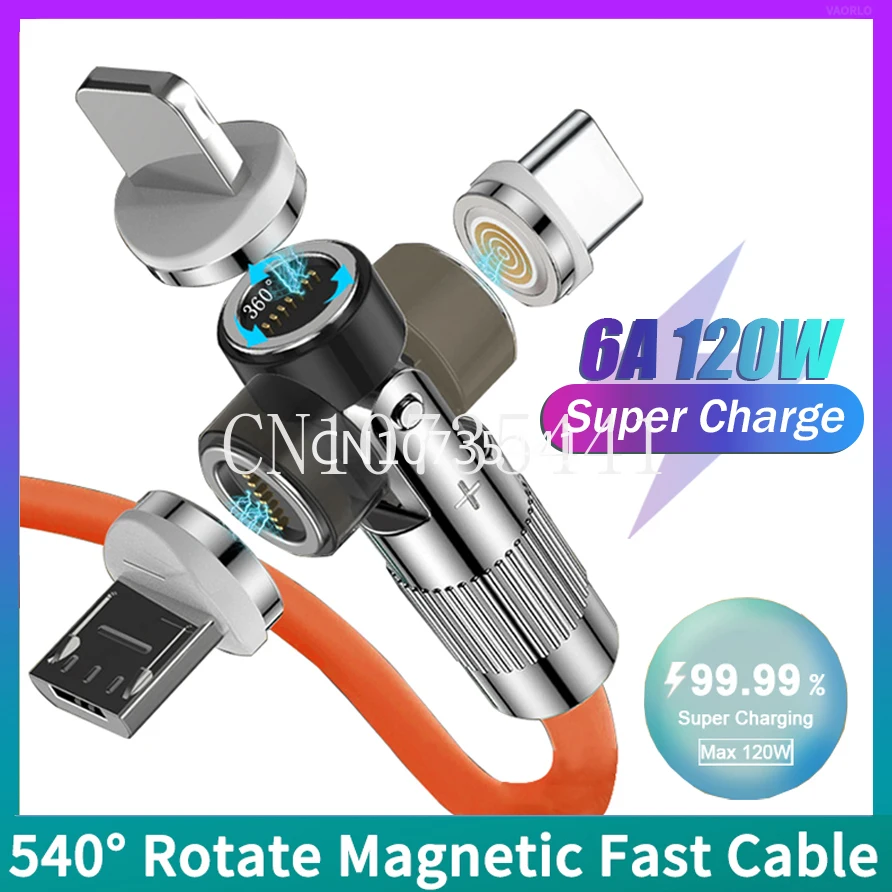 6A120W 540 Rotate Magnetic Fast Charging Cable USB To Type-C Micro-USB 1.2M Liquid Silicone Data Charger Line For iPhone Samsung
6A120W 540 Rotate Magnetic Fast Charging Cable USB To Type-C Micro-USB 1.2M Liquid Silicone Data Charger Line For iPhone Samsung