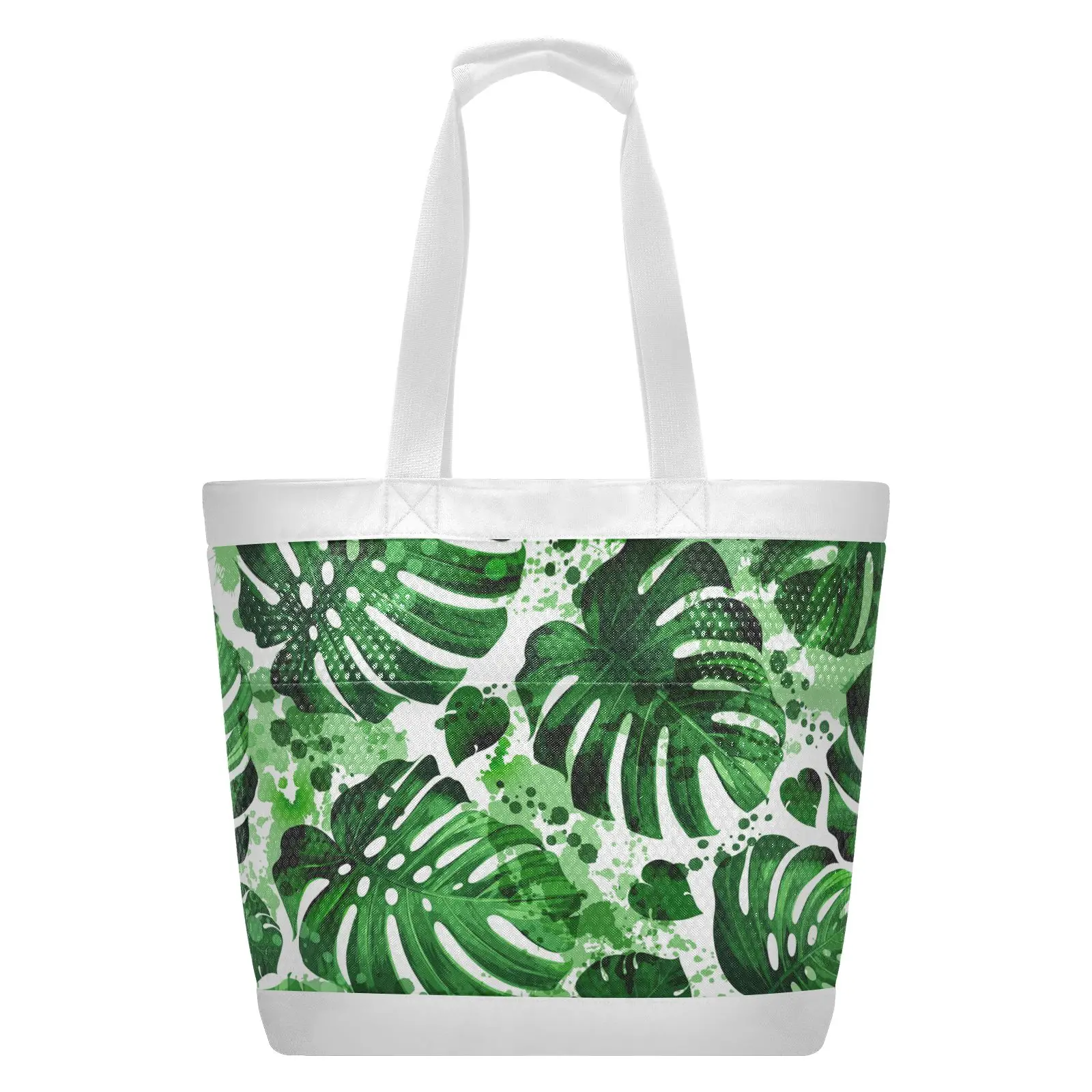 

Летняя Пляжная Сумка-тоут для женщин, 2022 нейлоновые сумки, сумка-шоппер на плечо, Вместительная дорожная сумка для покупок с тропическим пальмовым листом