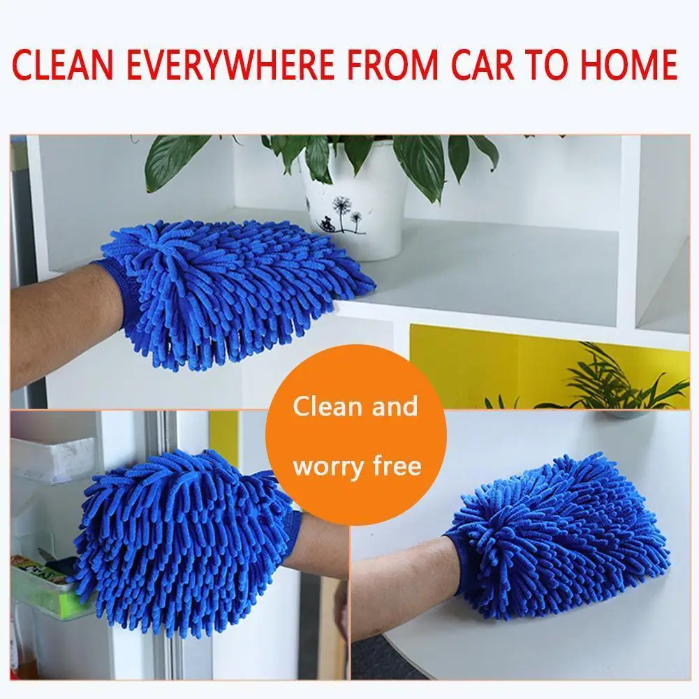 

Ultrafine Fiber Chenille Microfiber Car Wash Glove Mitt Soft Mesh backing no scratch for Car Wash and Cleaning 1pc random c Y7C7